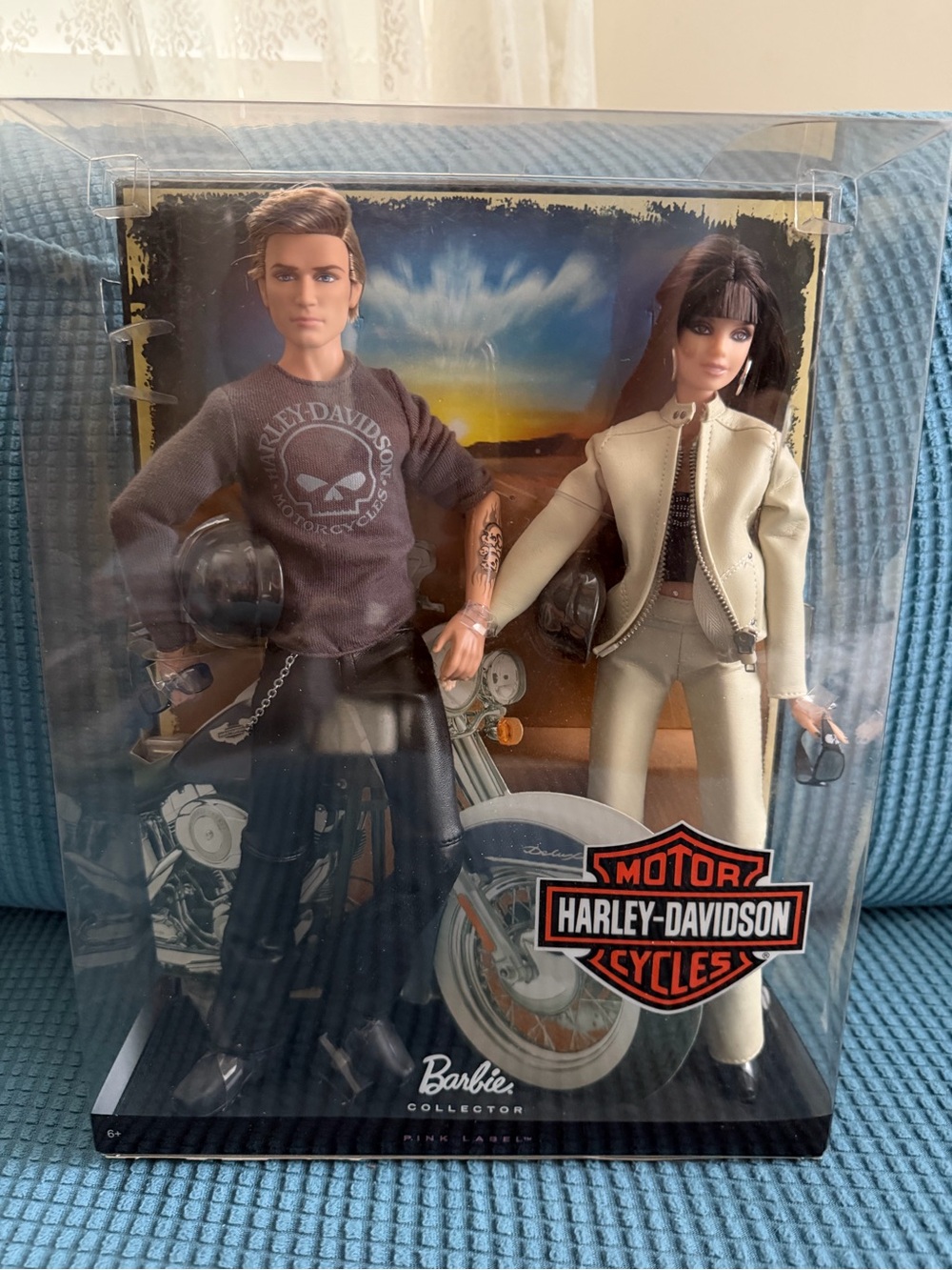 Harley-Davidson Male and Female Doll Set in Black & Cream
